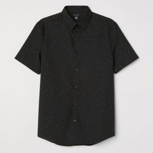 NWT Short-sleeved Cotton Button Down in Cool Black